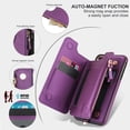thumbnail image 6 of Wallet Case for Apple iPhone 8 Plus/iPhone 7 Plus, with Crossbody Shoulder Strap & Hand Wrist Cards Holder Zipper Pocket Stand Feature Protective Shockpoof Case for iPhone 8 Plus/7 Plus,Darkpurple, 6 of 7