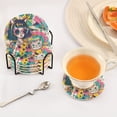 thumbnail image 5 of Girl Cat Graffiti 6 Pcs Drink Coasters with Holder Absorbent Coasters Woven Coasters for Drinks Table Desk Protection Home Decor, 5 of 7