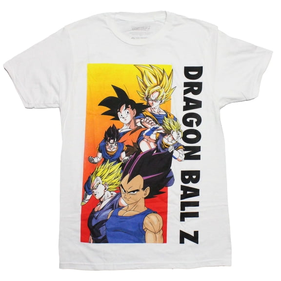 Dragon Ball Z Mens T-Shirt - Colorful Cast Along Vertical Name