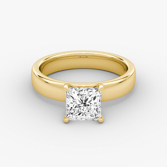 2.0 CTW Princess Cut Lab Grown Diamond Engagement Ring Thick Back Solitaire 14k Solid Gold Wedding Ring