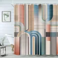 thumbnail image 2 of Mid Century Shower Curtain Black Gray Tan Abstract Sun Geometric Neutral Rustic Modern Arch Fabric Bathroom Decor Set Hooks, 2 of 13