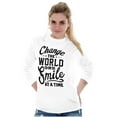 thumbnail image 4 of One Smile At A Time Optimistic Women's Long Sleeve T Shirt Brisco Brands X, 4 of 6