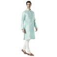thumbnail image 6 of Ethnix Men's Indian All Over Embroidered Festive Cheerful Kurta Tunic Pajama Set; Teal, XL, 6 of 6
