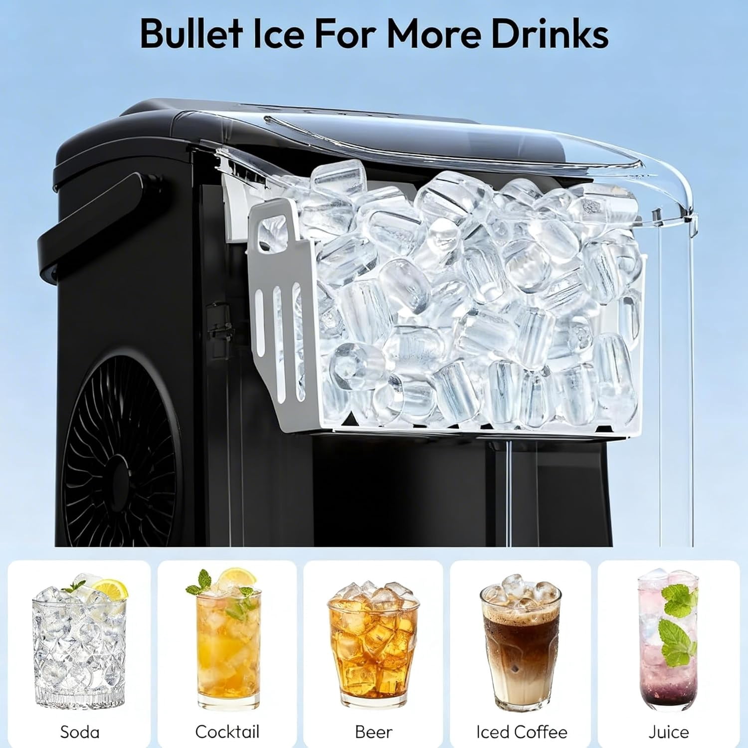 Small Portable Countertop Ice Maker, 26lbs/24H Ice Machine with Self-Cleaning, 6-8 Mins Fast Ice Making,Quiet Operation for Home Kitchen Camping RV