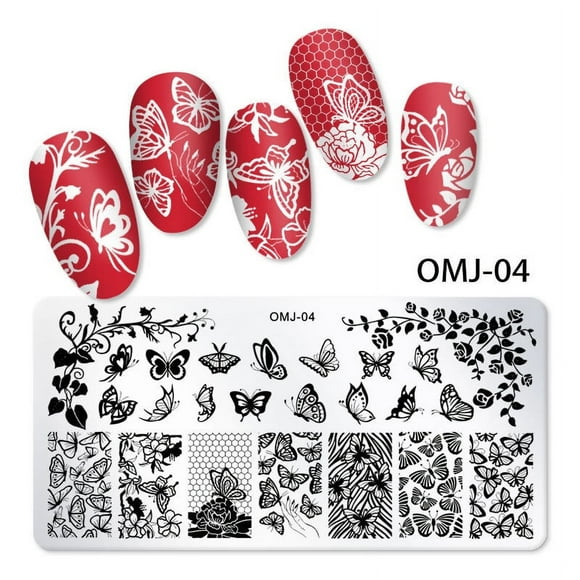 Christmas Nail Art Plates Circular Square Rectangular Stamping Plates Santa Elk Snowflake Ugly Sweater Tree Image Stamp Templates Stamping Kit DIY Print Manicure Salon Design