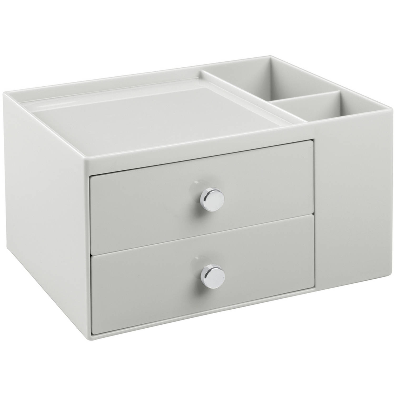 iDesign 2-Drawer Cosmetic Organizer for Makeup and Beauty Products, Light Gray