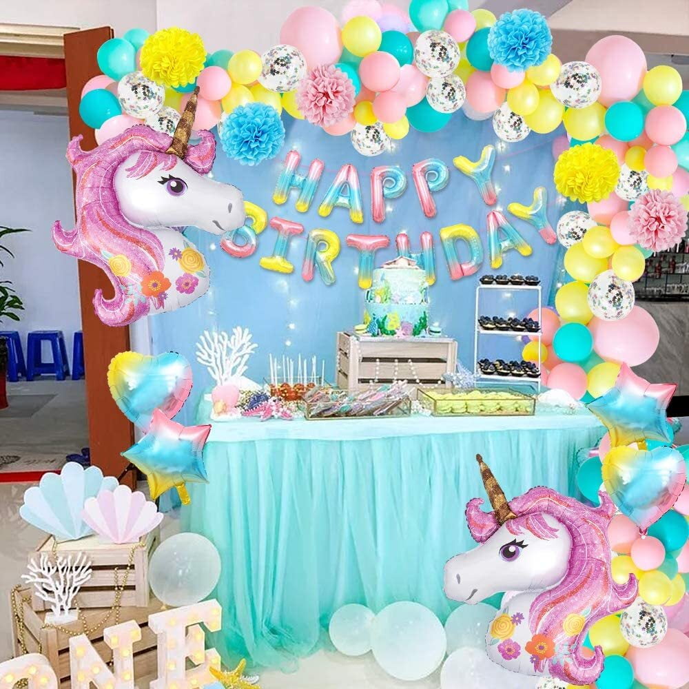Unicorn Birthday Decorations for Girls, 27.6'' Foil Unicorn