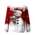 thumbnail image 4 of Women's Christmas Sweatshirts Casual Loose Xmas Snowman Printed Shirts Round Neck Long Sleeve Blouse Merry Christmas Capless Sweatshirt Pullover Top, 4 of 5