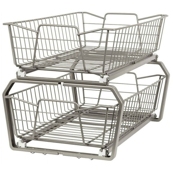 ClosetMaid 3088 Two Tier 11-Inch Wide Kitchen Cabinet Organizer, Nickel