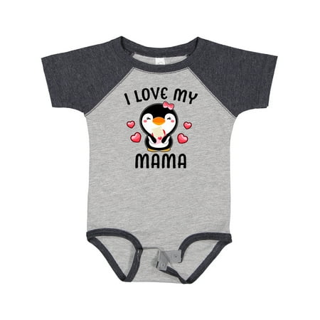

Inktastic I Love My Mama with Cute Penguin and Hearts Gift Baby Girl Bodysuit
