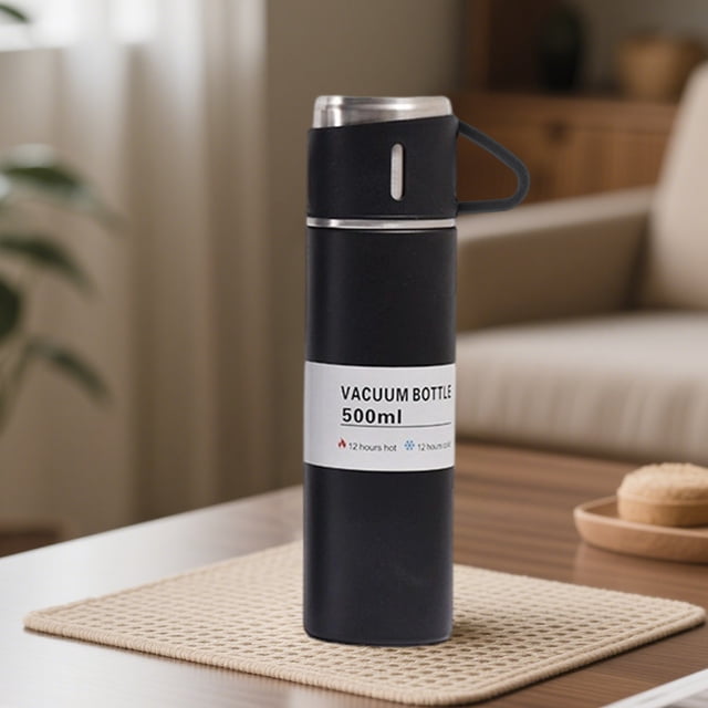 Vaso térmico de acero inoxidable 304 con aislamiento al vacío | Juego de 1 taza y 3 tapas | A prueba de derrames y con retención de temperatura | Para oficina, viajes y exteriores