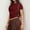 Z002-Wine, variant on Women Crewneck Shirts Double Lined Short Sleeved Cropped Solid Basic Tees 2025 Summer Casual Slim Fit Workout Tops