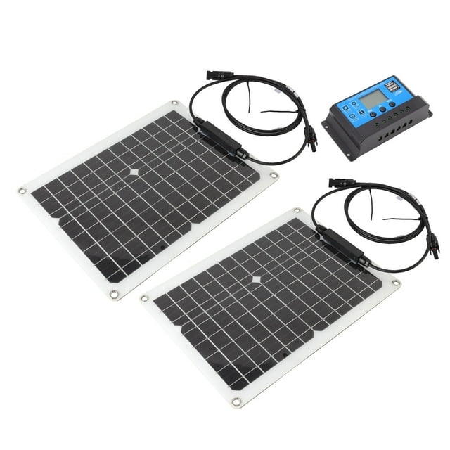 Kit De 2 Paneles Solares De 50 W, Panel De Carga Solar De Silicio Monocristalino Con Controlador De 10 A Para Coche, Yate, RV