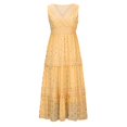 thumbnail image 3 of CNKOO Robes d'Été pour Femmes Robe Longue Maxi Fluide de Bal Fête Plage Dentelle Patchwork Robe de Retour à la Maison, 3 of 7