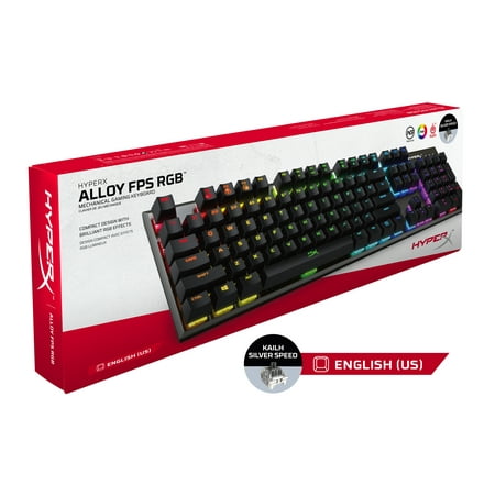 HyperX - Alloy FPS Full-size Wired Mechanical Kailh Speed Silver Switch Gaming Keyboard with RGB Back Lighting - Black