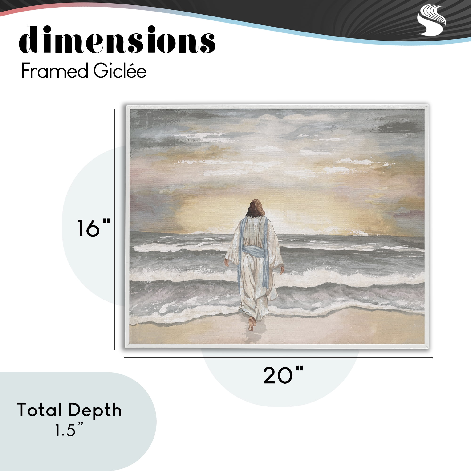 Stupell Industries Jesus Walks The Shore White Framed Giclee Art, design by Elizabeth Medley
