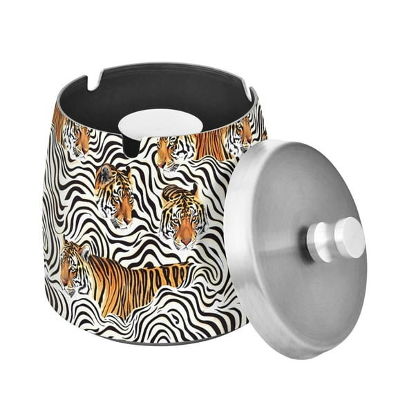 ALAZA Cigar Ashtray with Lid Tigers in Stripes Ash Tray for Cigarettes Smokeless Ashtrays