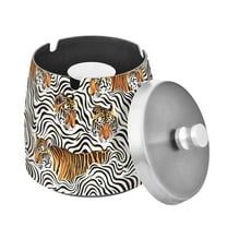 ALAZA Cigar Ashtray with Lid Tigers in Stripes Ash Tray for Cigarettes Smokeless Ashtrays