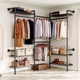 thumbnail image 2 of ROGALIS H3 Wall Mounted Clothes Rack, Industrial Pipe Closet Organizers System with 4 Telescopic Rod & 6 Shelves, 2 of 10
