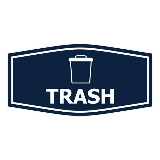 Fancy Trash Sign (Navy Blue / White) Small
