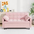 thumbnail image 3 of Bellemave Sleeper Sofa Bed 3-in-1 Convertible Couch with Pullout Bed, Futon 2-Seater Loveseat with Toss Pillows and Storage Pockets, 3 Level Adjustable Backrest Sofa for Living Room （Pink ）, 3 of 8
