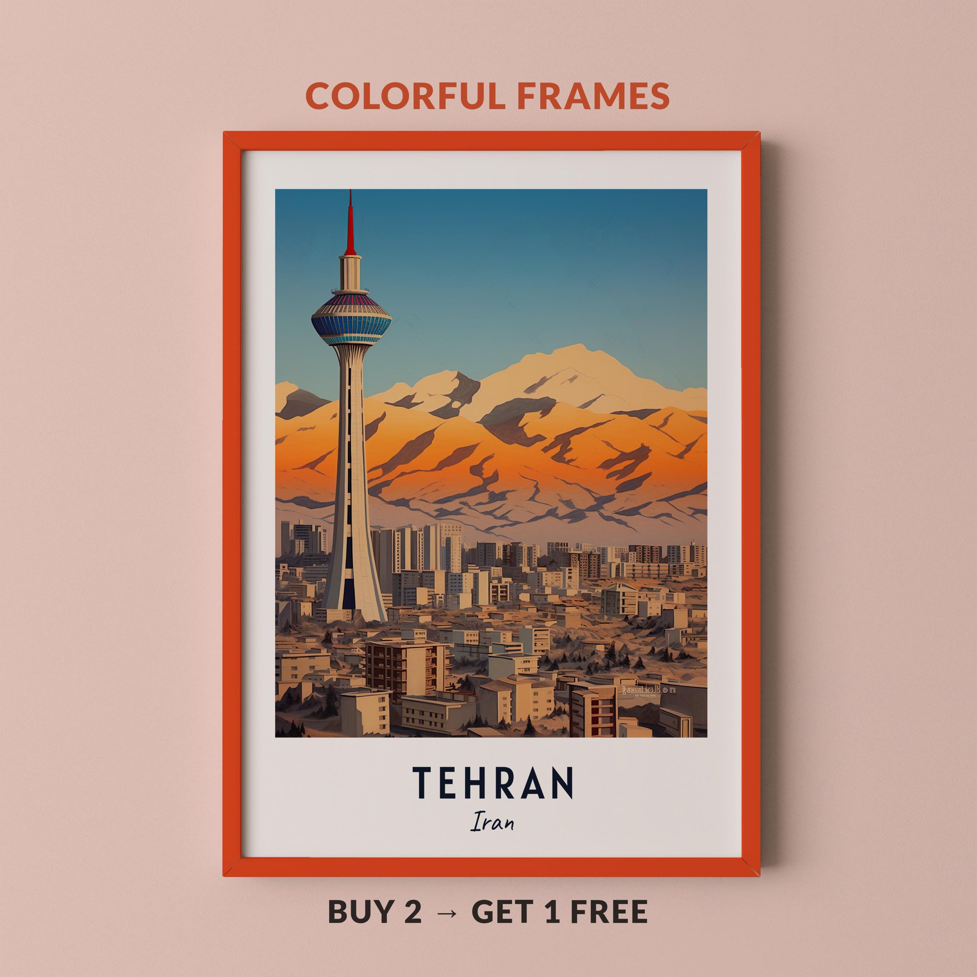 Tehran Travel Iran City Cityscape Classic Art Poster , Poster Print Only
