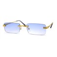 thumbnail image 1 of Art Nouveau Luxury 90s Rimless OG Narrow Rectangle Sunglasses Gold Gradient Blue, 1 of 4