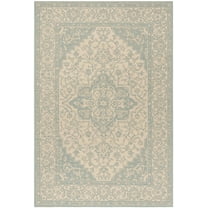 Safavieh Beach House Mai Traditional Outdoor Area Rug, Cream/Aqua, 5'3" x 7'6"