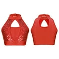 thumbnail image 5 of Zaldita Kids Girls Metallic Ballet Dance Jazz Hip Hop Crop Tops Gymnastics Workout Tank Top Performance Competition Red 16, 5 of 6