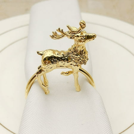 

XM Culture 6Pcs/Set Cute Deer Shape Napkin Ring Eye-catching Exquisite Alloy Napkin Holder for Kitchen