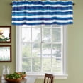 thumbnail image 3 of Blue Stripe Curtain Valances for Windows, Kitchen Valance Window Treatments Panel 2 Pack, Ocean Beach Watercolor White Geometric Rod Pocket Short Curtains for Bathroom Bedroom 42 x 18 Inch, 3 of 8