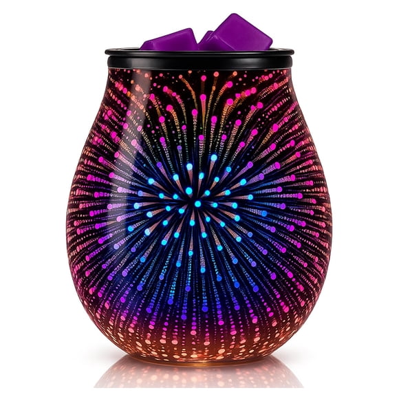 Calentador eléctrico de cera derretida Leyoue 3D Glass Fireworks, 7 colores