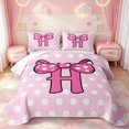thumbnail image 2 of meiyoeat Polka Dot Letter Monogram Quilt Full For Girls,Cute Coquette Bow Full Bedspread Sets,3-Piece,1 Coverlet and 2 Pillowcases, 2 of 7