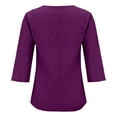 thumbnail image 6 of Womens Shirts Solid V Neck Button Up 3/4 Sleeve Womens Dressy Casual Shirts,Purple,S, 6 of 7