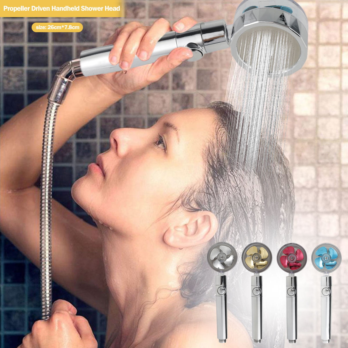 Bathroom Shower Head Set 360 Degree Turbo Fand Rainfall High
