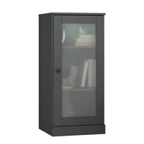 Palace Imports 100% Solid Wood 3-shelf Bookcase with Adjustable Shelves and Frosted Glass Door, Gray