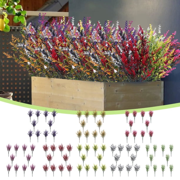 Xihbxyly Plantas Artificiales de Lavanda, Diseño Realista de Vegetación, Plástico Duradero, Perfectas para Bodas En Casa y Terrazas, Decoración Multiusos, Juego de 10 Piezas, 35 Cm