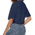 thumbnail image 5 of Women's 2026 Summer Lightweight Short Bolero Cardigan Shrug Sheer Tie Front Top short Sleeve Jacket for Dress Navy XL, 5 of 7