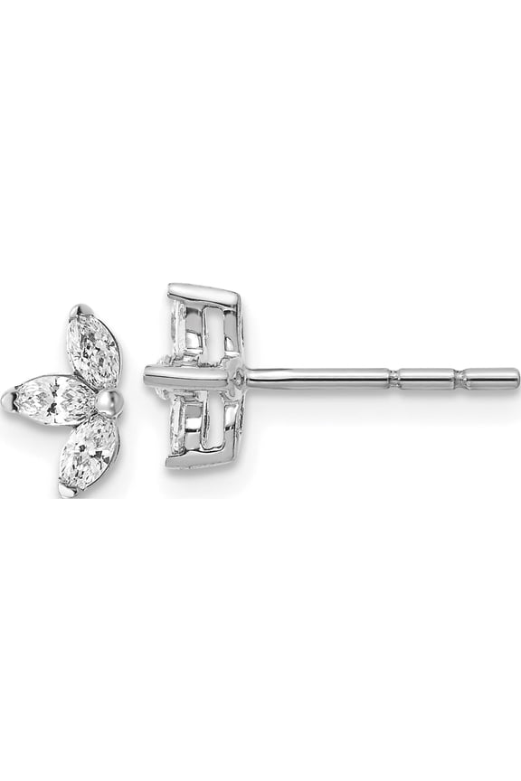 14K White Gold 3-Stone Marquise Diamond Earrings (7 X 4) Made In India em4177-040-wa