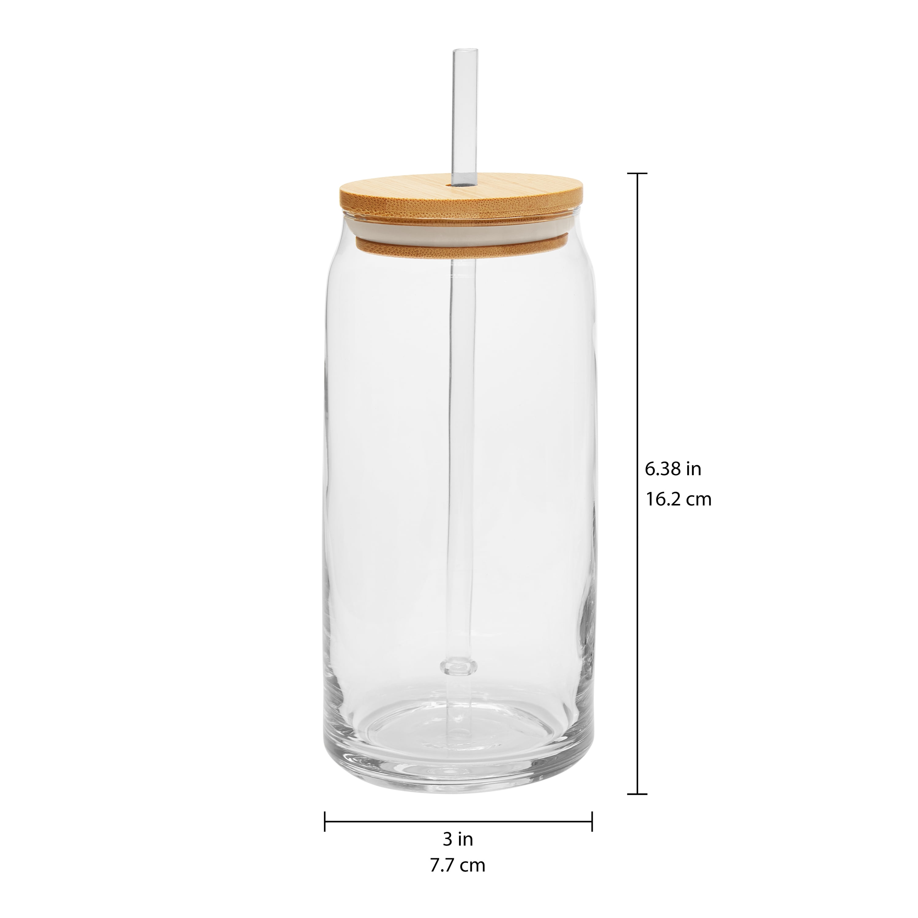 Mainstays Briar Can Glass Drinkware with Lids & Straws, Set of 4
