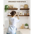 thumbnail image 5 of 36" Floating Shelves for Wall, Wooden Shelves with Invisible Brackets Set of 2, Rustic Farmhouse Wall Mounted Shelf for Kitchen Bathroom Living Room Study, Rustic Brown, 5 of 7
