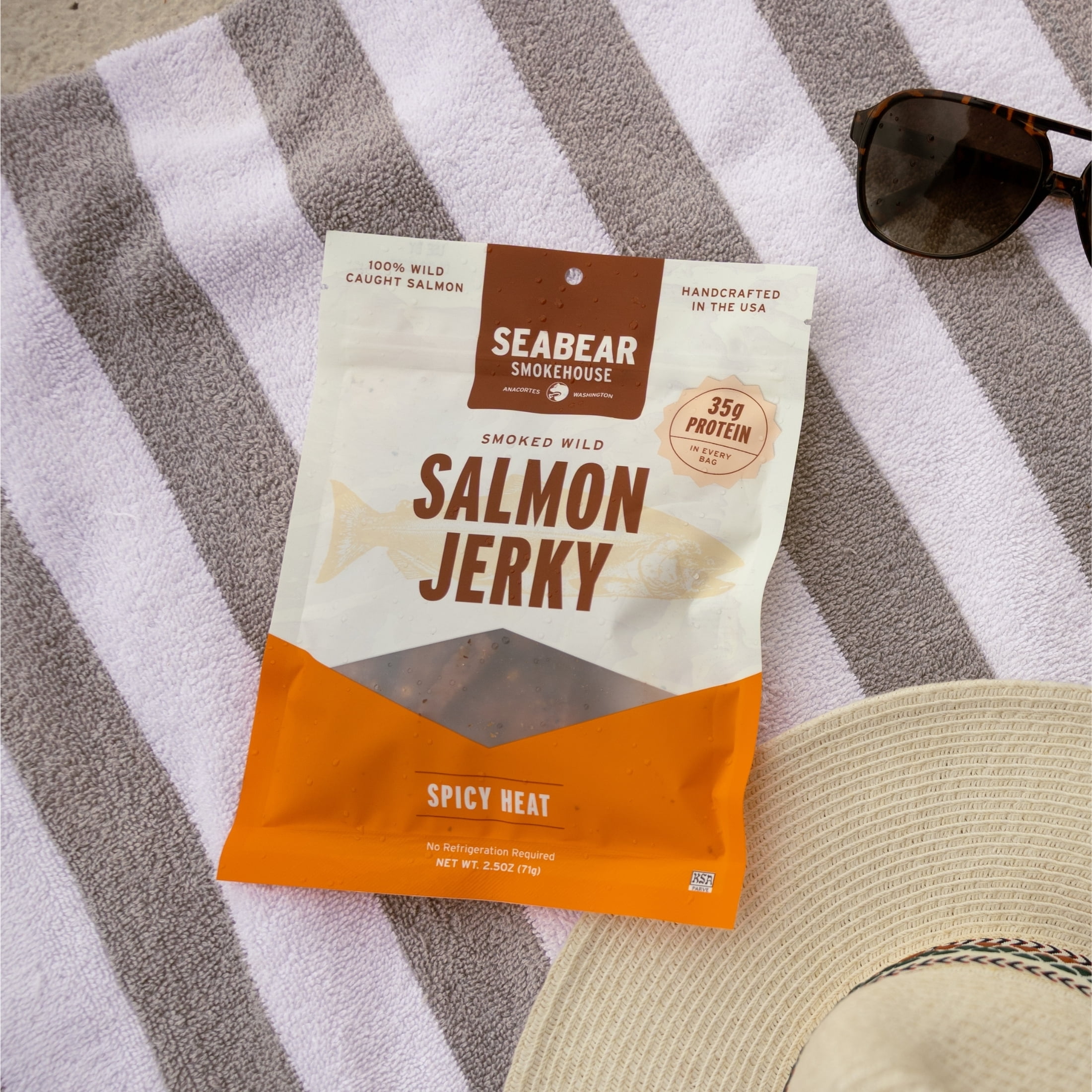 SeaBear Smoked Salmon Jerky - Spicy Heat, 3.5 oz (3 Pack)
