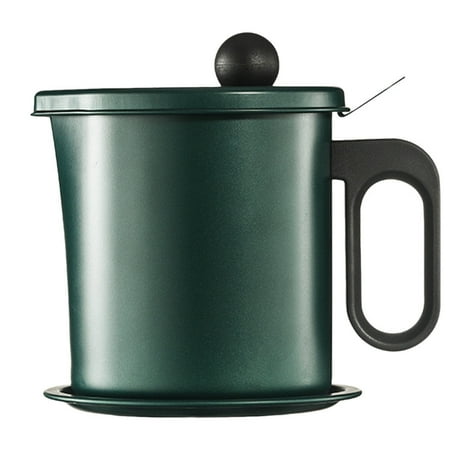 

1Pc Japanese Oil Pot Household Stainless Steel Filter Net With Cover For Oil Bottle Kitchen Oil Filter Tool Slag Storage Tank (Green)