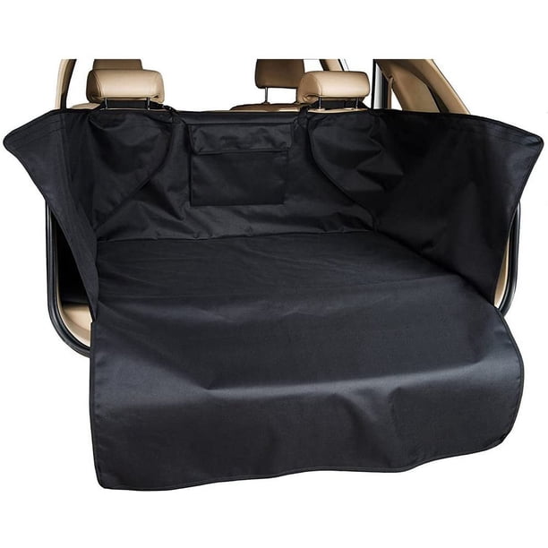 Funda de asiento de vehículo Protector de maletero Funda de maletero para perro y mascota Alfombrilla antideslizante impermeable Universal para camiones Jeeps SUV (132*104*43 cm, negro)