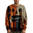 thumbnail image 3 of Kopltyrfg Halloween Sweater Men Patchwork Vintage Spooky Pumpkin Face Sweatshirt Stitched Print Winter Pullover Funny Holiday Costumes Orange 2XL, 3 of 6