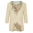 thumbnail image 5 of CYMMPU Spring Tops Crew Neck Tunic Tops 3/4 Sleeve Floral Printed Loose Fit Blouses for Women Dressy Casual Fall Trendy Shirts Lightweight Basic Tees Yellow M, 5 of 5