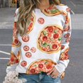 thumbnail image 2 of Fun Pizza Womens Casual Crewneck Sweatshirt Long Sleeve Tops Cute Pullover Loose Fit, 2 of 7
