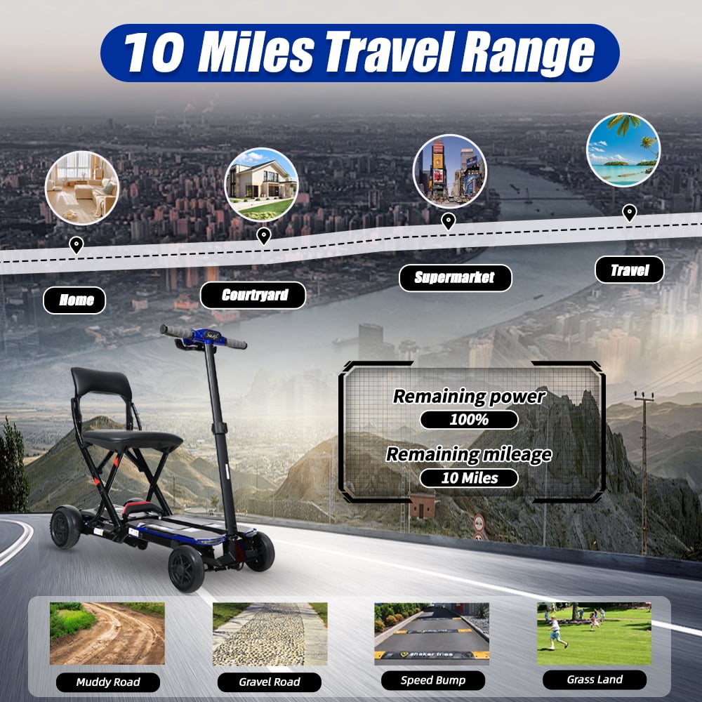 4-Wheel Remote Folding Mobility Scooter for Adults and Seniors, super lightweight and compact plus NFC Electric Foldable Mobility Scooter