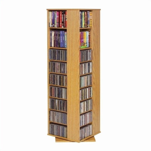 Leslie Dame 62" CD DVD Spinning Tower in Oak - Walmart.com - Walmart.com