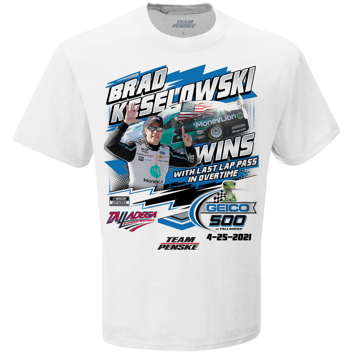Brad Keselowski Checkered Flag 2021 GEICO 500 Race Winner T-Shirt - White -  Walmart.com